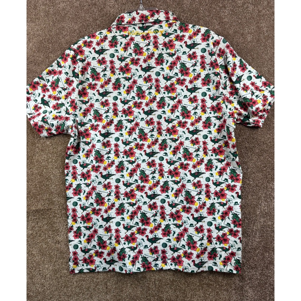William Murray Golf Mens Greens Keepers Polo Shirt White Floral Animal Large NWT - Picture 9 of 12